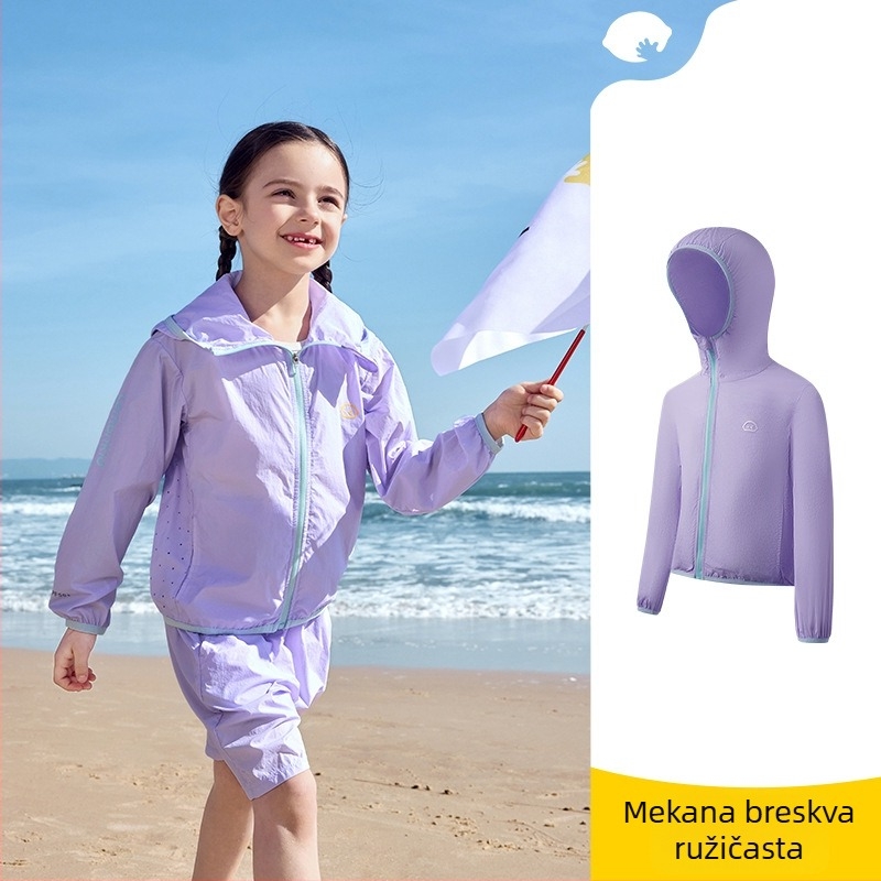Dječja UV zaštitna kapuljačasta majica od najlona Ice Silk, brzo se suši, prozračna, originalni dizajn (proljeće 2025)