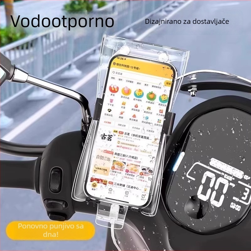 Vodootporna torbica za mobitel od PVC-a s funkcijom napajanja, kompatibilna s dodirnim zaslonom i držačem, pogodna za vanjsku upotrebu i vožnju biciklom
