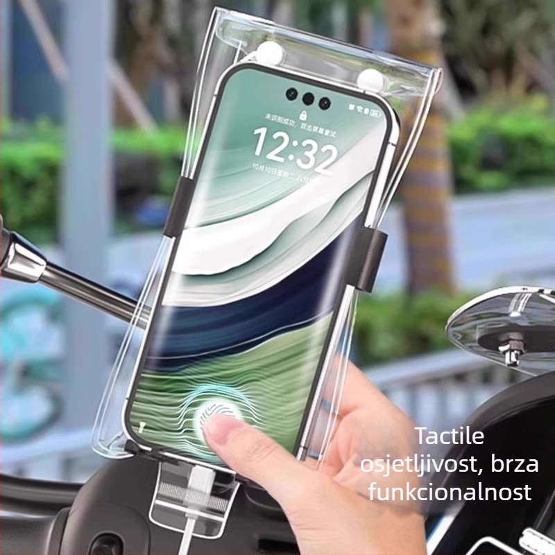 Vodootporna torbica za mobitel od PVC-a s funkcijom napajanja, kompatibilna s dodirnim zaslonom i držačem, pogodna za vanjsku upotrebu i vožnju biciklom