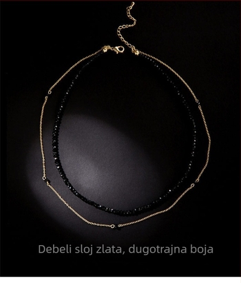 Geometrijski nakit u korejskom stilu od legure, dvostruki sloj, lanac od kuglica, choker za ključnicu