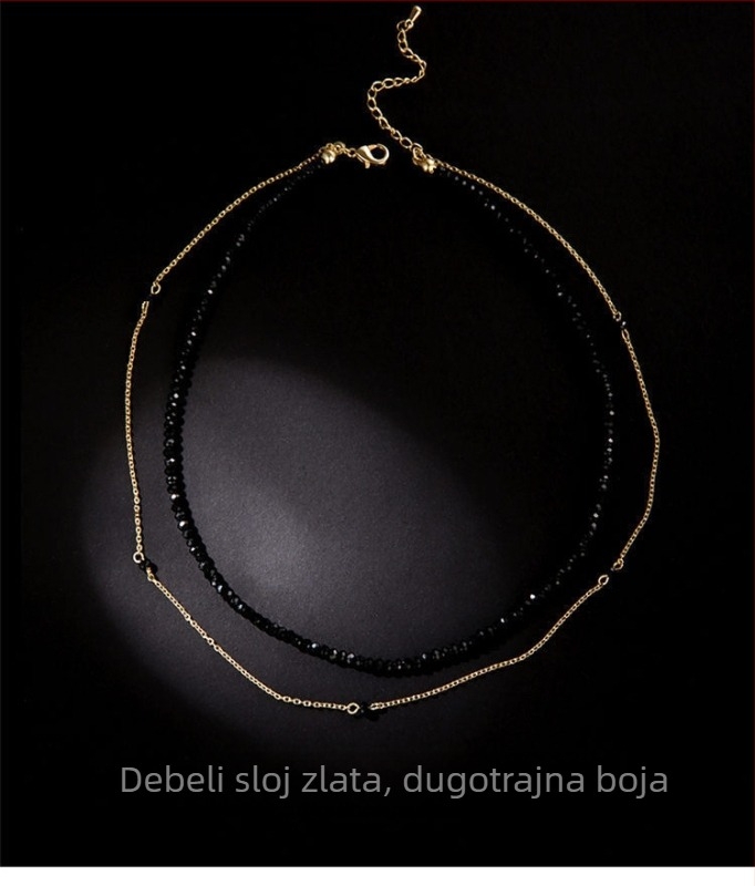 Geometrijski nakit u korejskom stilu od legure, dvostruki sloj, lanac od kuglica, choker za ključnicu
