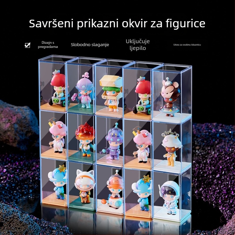 Kutija za pohranu figurica, PS plastika, 25 L, otporna na prašinu, može se slagati, paket od 24 komada