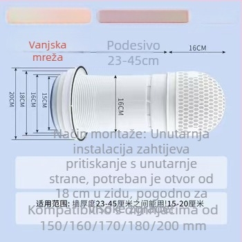Eastern PP kroz-zidni povratni ventil s kapom za kišu za vanjsku kuhinjsku napa, model 048, moderni minimalistički stil