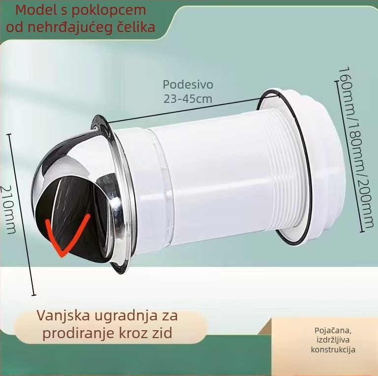 Eastern PP kroz-zidni povratni ventil s kapom za kišu za vanjsku kuhinjsku napa, model 048, moderni minimalistički stil