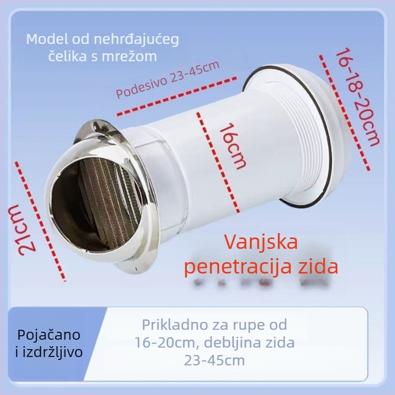 Eastern PP kroz-zidni povratni ventil s kapom za kišu za vanjsku kuhinjsku napa, model 048, moderni minimalistički stil