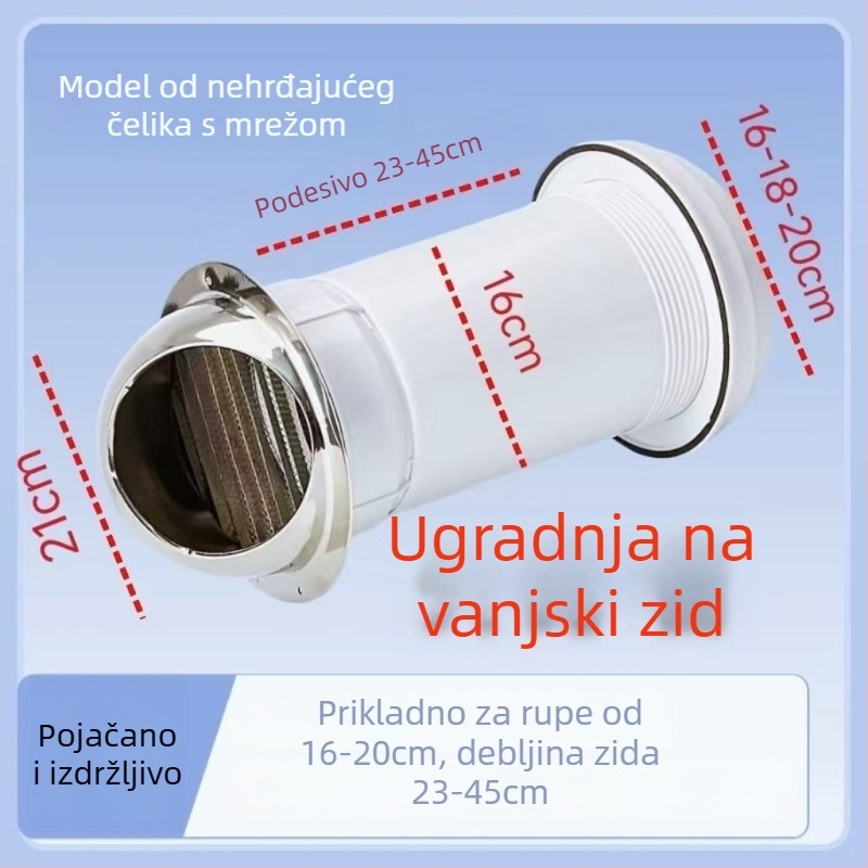 Eastern PP kroz-zidni povratni ventil s kapom za kišu za vanjsku kuhinjsku napa, model 048, moderni minimalistički stil