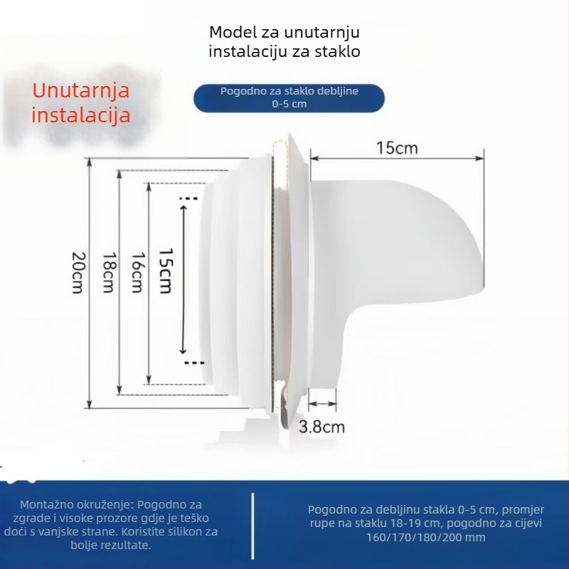 Eastern PP kroz-zidni povratni ventil s kapom za kišu za vanjsku kuhinjsku napa, model 048, moderni minimalistički stil