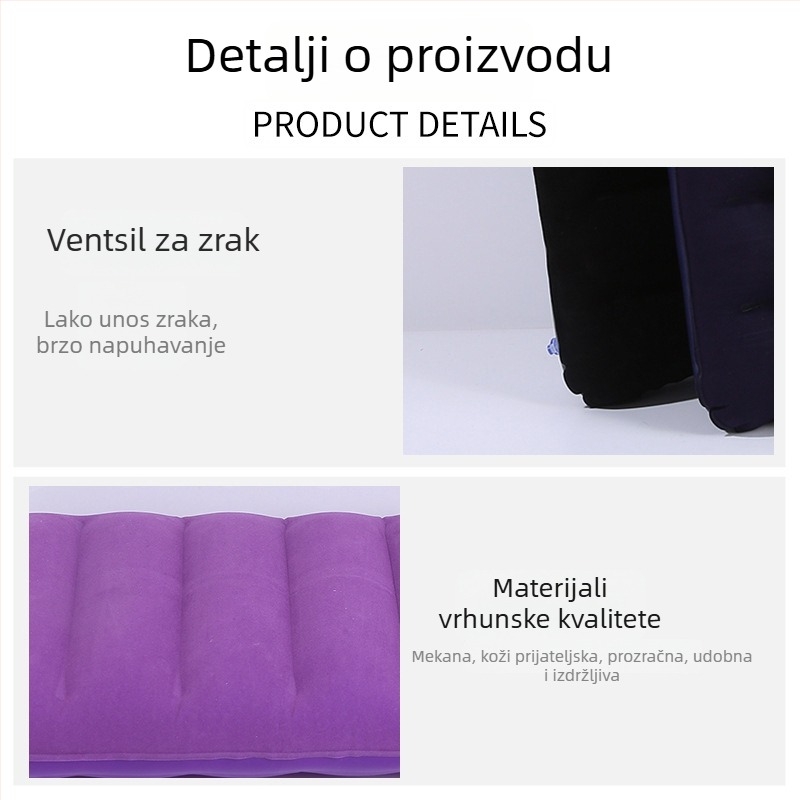 Naduvljiva PVC jastučnica s flockiranom površinom, debljina 0,17 mm, težina 80 g