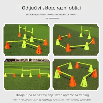 Trening pomoć: višenamjenska prepreka za trening s vjetrozaštitnim stupovima i znakovima, demontabilan set; materijal PE; marka Zhuoao; pogodno za košarku i nogomet