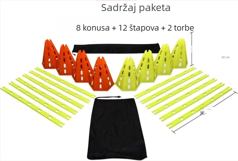 Trening pomoć: višenamjenska prepreka za trening s vjetrozaštitnim stupovima i znakovima, demontabilan set; materijal PE; marka Zhuoao; pogodno za košarku i nogomet