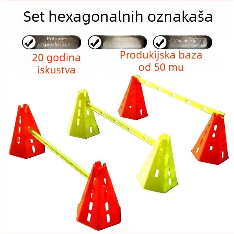 Trening pomoć: višenamjenska prepreka za trening s vjetrozaštitnim stupovima i znakovima, demontabilan set; materijal PE; marka Zhuoao; pogodno za košarku i nogomet