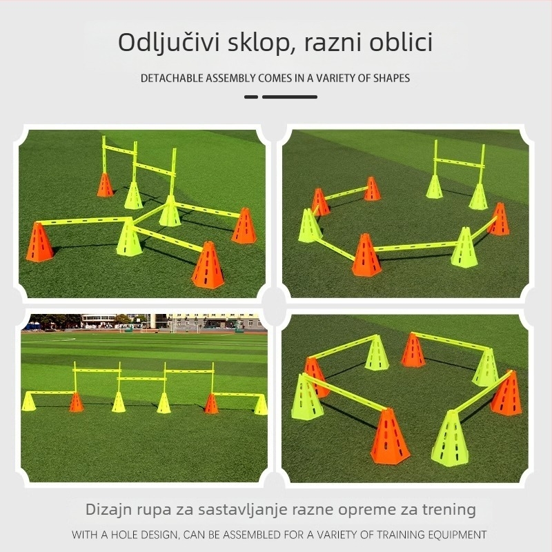 Trening pomoć: višenamjenska prepreka za trening s vjetrozaštitnim stupovima i znakovima, demontabilan set; materijal PE; marka Zhuoao; pogodno za košarku i nogomet