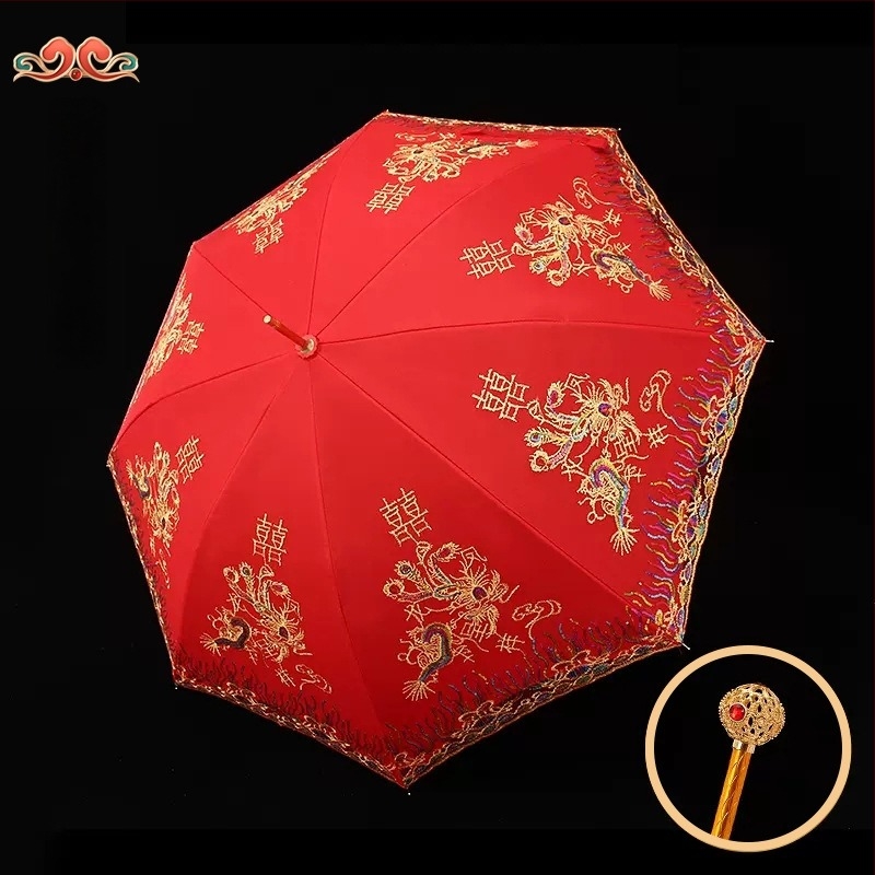 Vjenčani crveni kišobran, tradicionalni kineski stil (Šifra artikla: JS-ZZ21080022; Marka: Jiashan; Namjena: Vjenčanje; Kategorija: Ostale svadbene potrepštine; Poklon: Osobni poklon)
