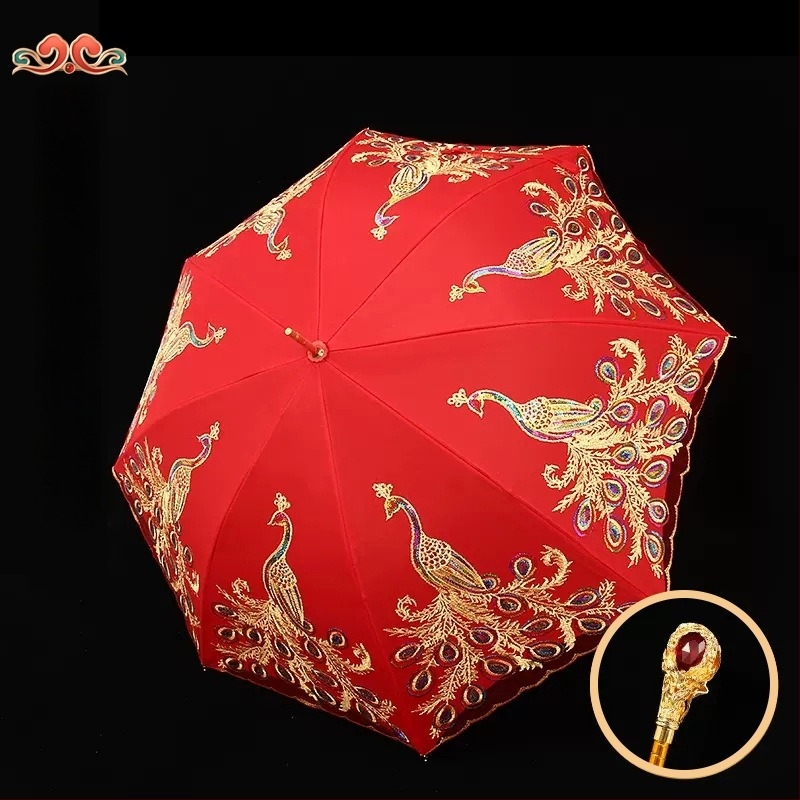 Vjenčani crveni kišobran, tradicionalni kineski stil (Šifra artikla: JS-ZZ21080022; Marka: Jiashan; Namjena: Vjenčanje; Kategorija: Ostale svadbene potrepštine; Poklon: Osobni poklon)
