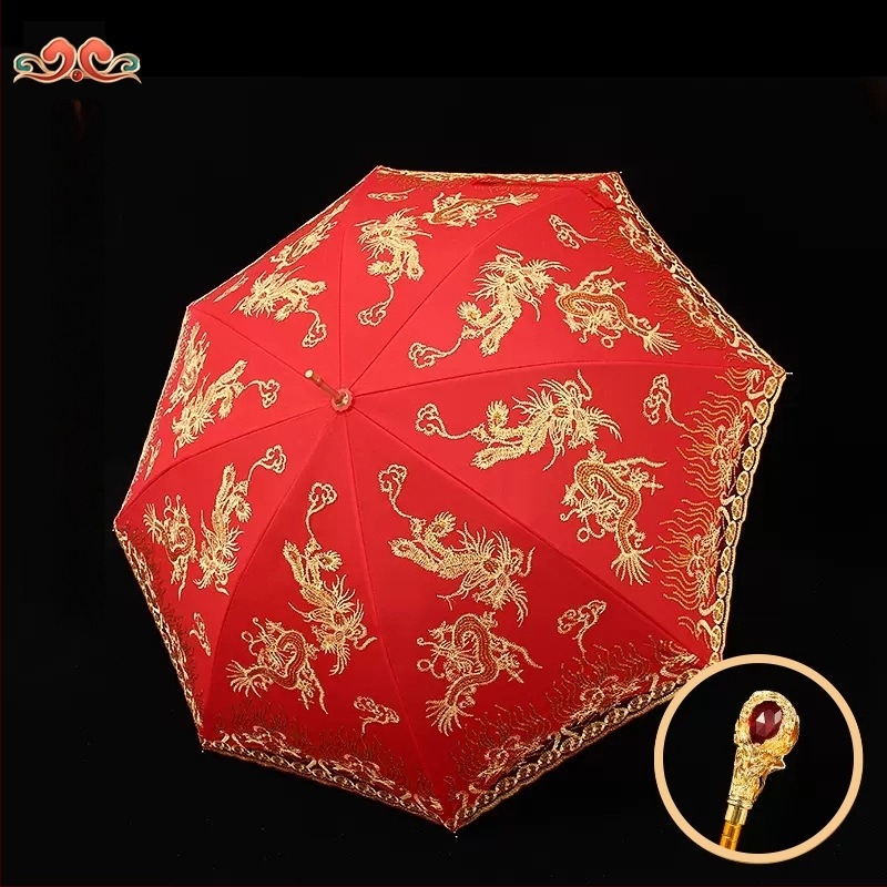 Vjenčani crveni kišobran, tradicionalni kineski stil (Šifra artikla: JS-ZZ21080022; Marka: Jiashan; Namjena: Vjenčanje; Kategorija: Ostale svadbene potrepštine; Poklon: Osobni poklon)