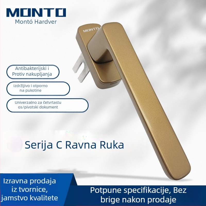 Aluminijska ručica za prozor s kvadratnom osovinom – premaz sprejem, za klizne i otklopne prozore, Monte pristupačan luksuz