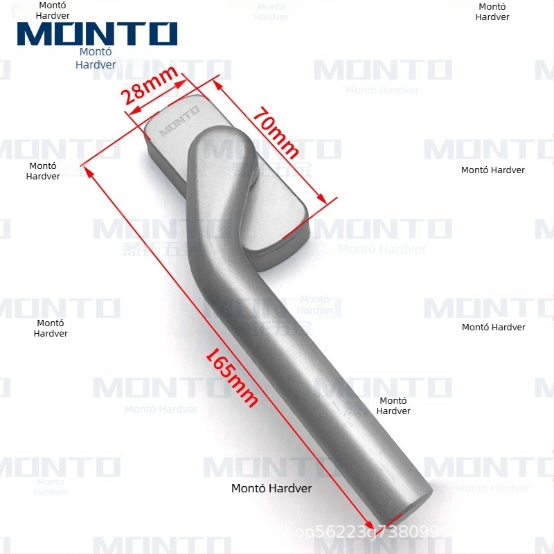Aluminijska ručica za prozor s kvadratnom osovinom – premaz sprejem, za klizne i otklopne prozore, Monte pristupačan luksuz