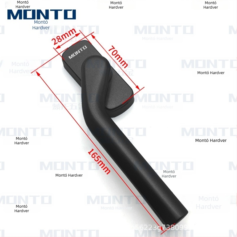 Aluminijska ručica za prozor s kvadratnom osovinom – premaz sprejem, za klizne i otklopne prozore, Monte pristupačan luksuz