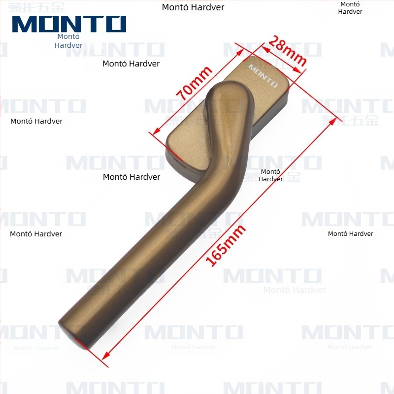 Aluminijska ručica za prozor s kvadratnom osovinom – premaz sprejem, za klizne i otklopne prozore, Monte pristupačan luksuz