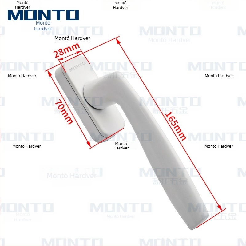 Aluminijska ručica za prozor s kvadratnom osovinom – premaz sprejem, za klizne i otklopne prozore, Monte pristupačan luksuz