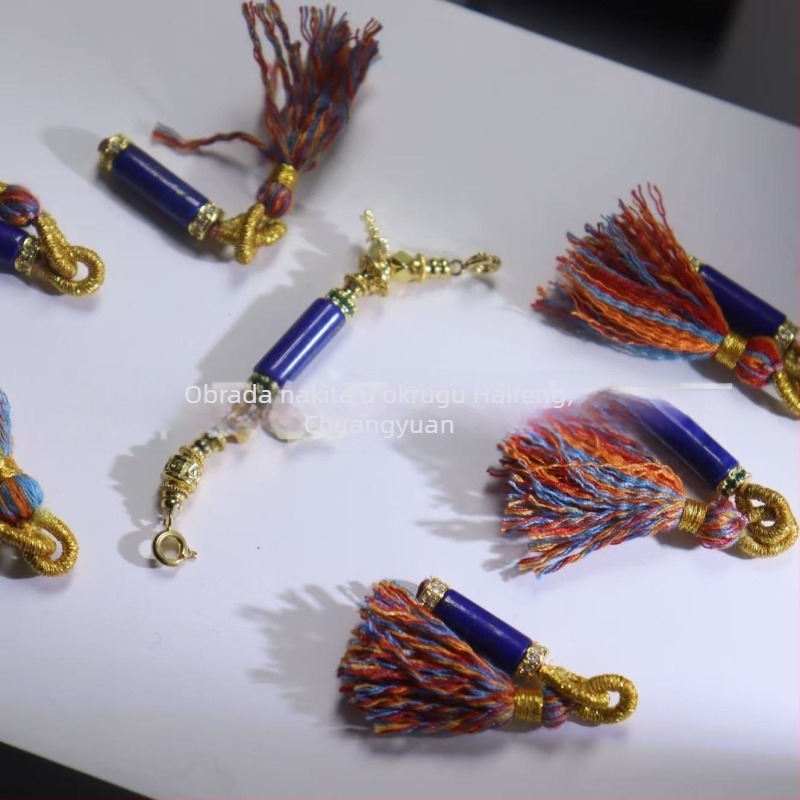 DIY Dijelovi za nakit: Okrugli perle od lapis lazuli s pozlaćenim ugrađenim kamenjem, 8K pozlata, ručna izrada za narukvicu i ogrlicu