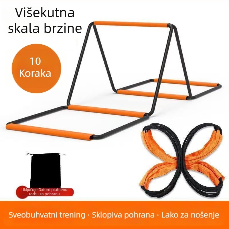 Sklopiva leptir agilnost ljestvica — karbonska čelična konstrukcija + pletene užad, trenažni alat za nogomet i trčanje