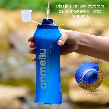 Anmei Road vanjska sportska vrećica za vodu, sklopiva mekana TPU boca, 500 ml kapaciteta, hidracija za maraton, prehrambena kvaliteta