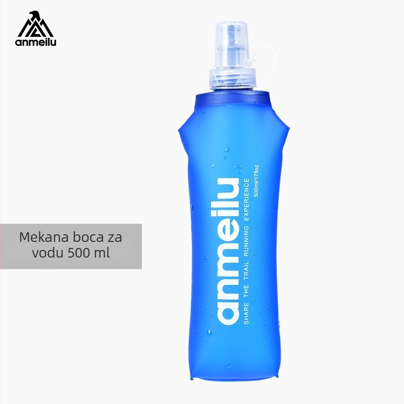 Anmei Road vanjska sportska vrećica za vodu, sklopiva mekana TPU boca, 500 ml kapaciteta, hidracija za maraton, prehrambena kvaliteta
