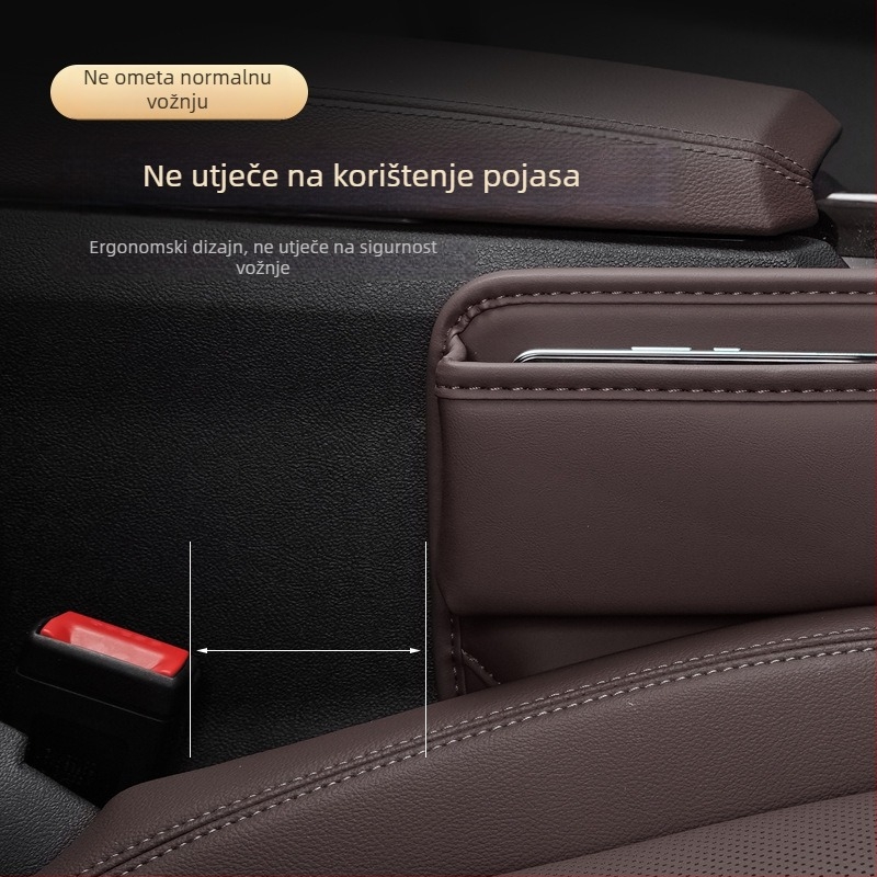 Kožna kutija za skladištenje prostora između sjedala automobila – s kotačićima, vodootporna, izolirana i s ručkom