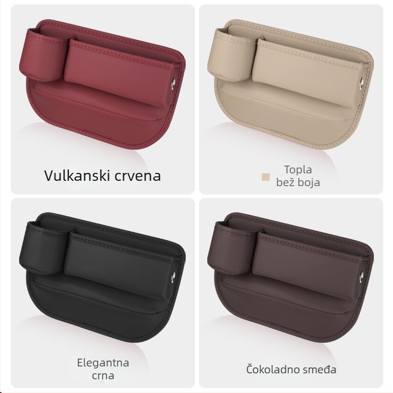 Kožna kutija za skladištenje prostora između sjedala automobila – s kotačićima, vodootporna, izolirana i s ručkom