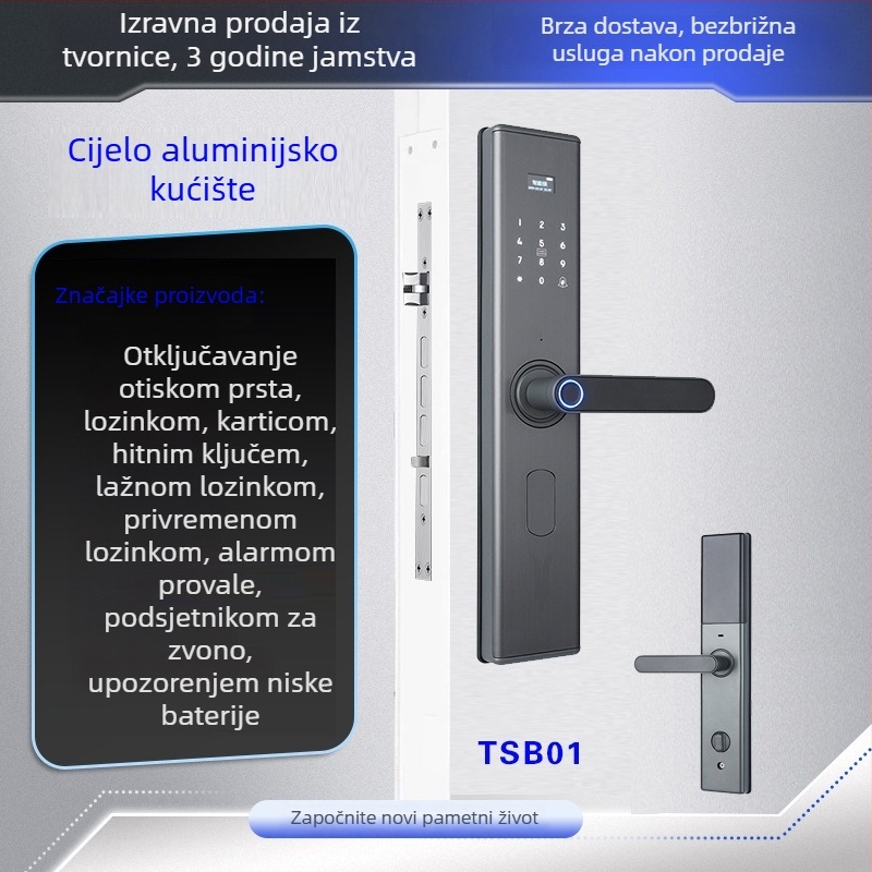 Pametna brava s otiskom prsta i 3D prepoznavanjem lica, model C10, kapacitet pohrane otiska 100, više od 200k otključavanja, vrijeme skeniranja 0.01 s