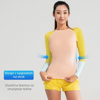 Ženski UV-zaštitni rash guard za ronjenje, Naeker, materijal: mješavina kemijskih vlakana, uzorak: jednobojni