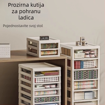 Ormar za pohranu ispod stola s prozirnim kotačićima policama, 10-etažni arhivski ormarić, model 8671, plastika