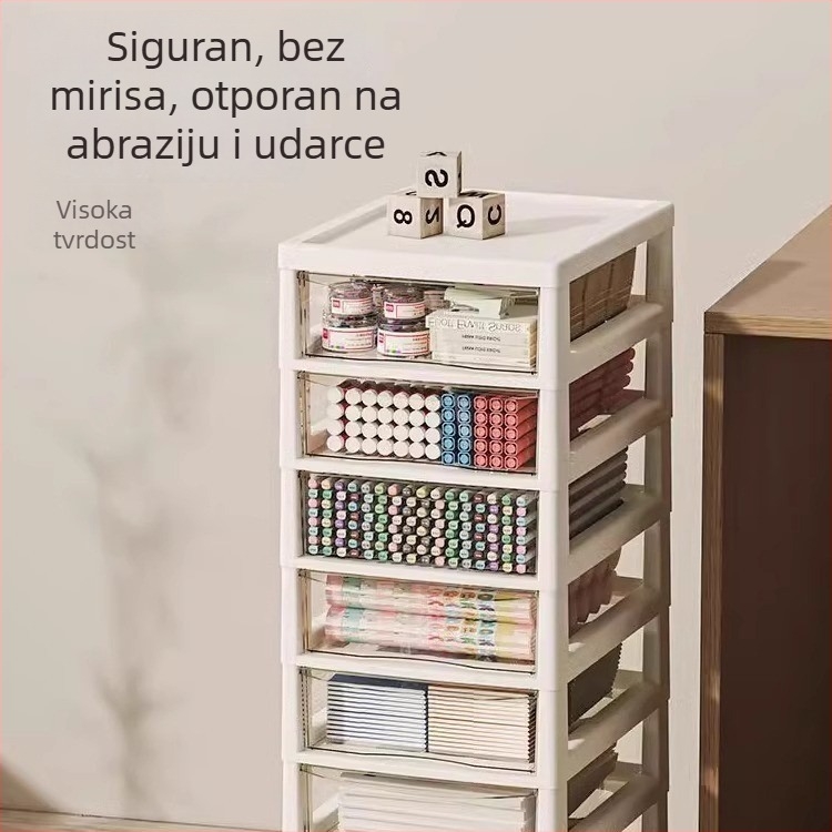 Ormar za pohranu ispod stola s prozirnim kotačićima policama, 10-etažni arhivski ormarić, model 8671, plastika