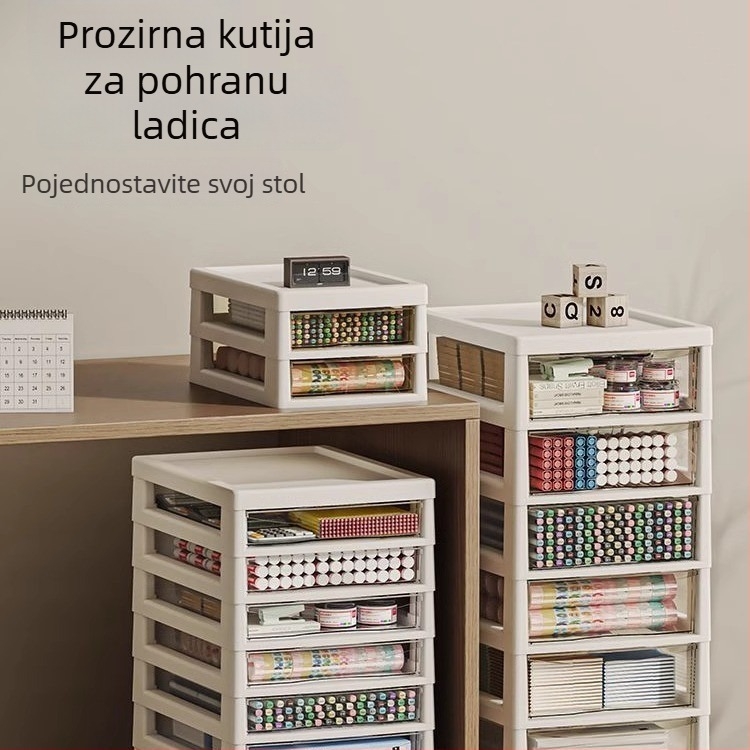 Ormar za pohranu ispod stola s prozirnim kotačićima policama, 10-etažni arhivski ormarić, model 8671, plastika
