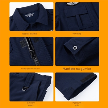 Muški sigurnosni komplet uniforme – zimski, dugih rukava, brzo se suši, poliester smjesa