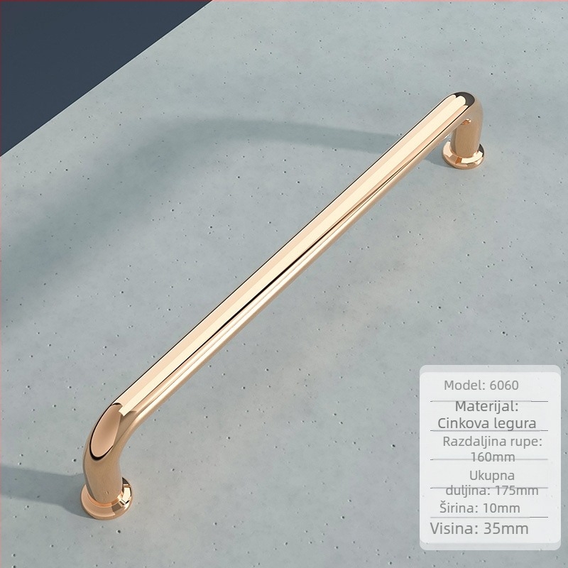 Kuka za namještaj od cinkovog legura – jednopreuzmontiranje, europski stil, moderni minimalistički dizajn, 6060/6061, elektroplatinacija