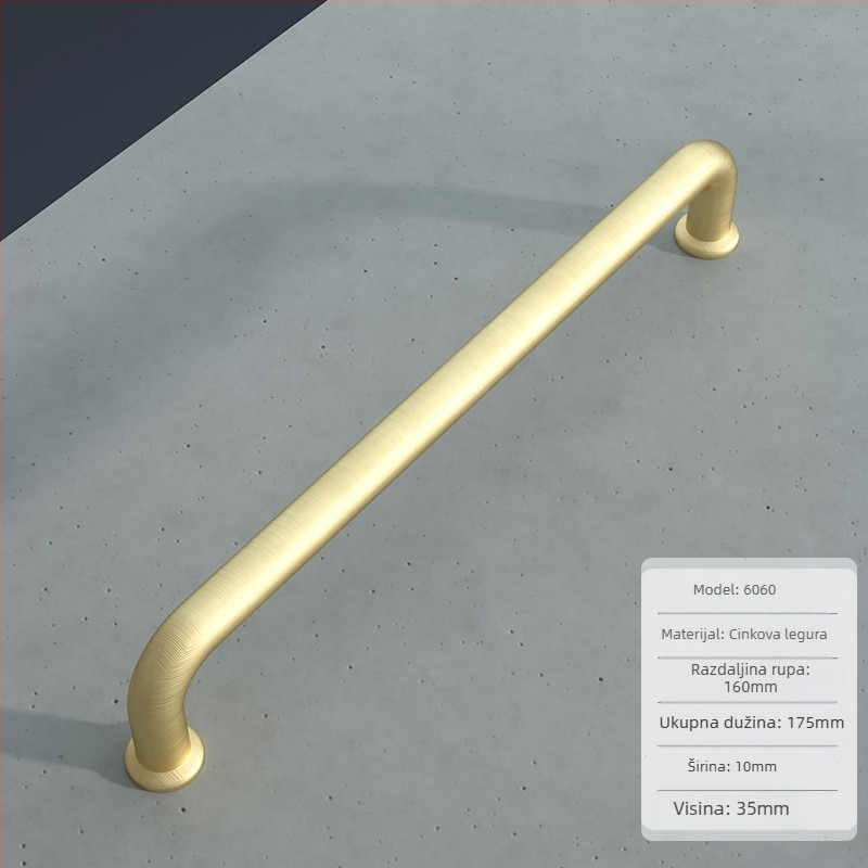 Kuka za namještaj od cinkovog legura – jednopreuzmontiranje, europski stil, moderni minimalistički dizajn, 6060/6061, elektroplatinacija