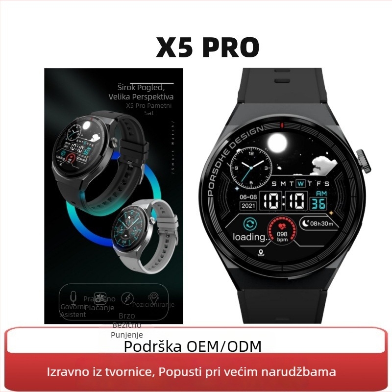 X5pro pametni sat s mjerenjem krvnog tlaka, otkucaja srca, NFC, Bluetooth poziva i praćenja sna
