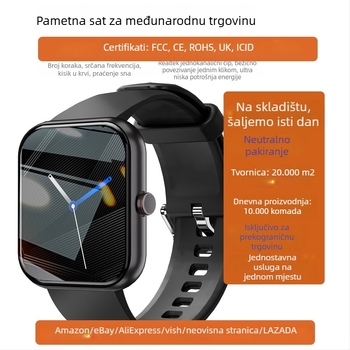 Pametni sat s Bluetooth pozivima, praćenje otkucaja srca, krvnog tlaka, zasićenost kisikom i praćenje sna - vodootporan