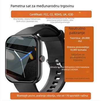 Pametni sat s Bluetooth pozivima, praćenje otkucaja srca, krvnog tlaka, zasićenost kisikom i praćenje sna - vodootporan