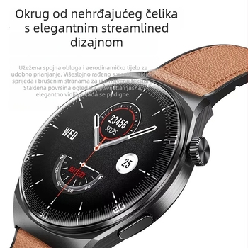 Pametni sat s kožnim remenom od prave kože, AMOLED zaslon, mjerenje kisika u krvi, srčani ritam i krvni tlak