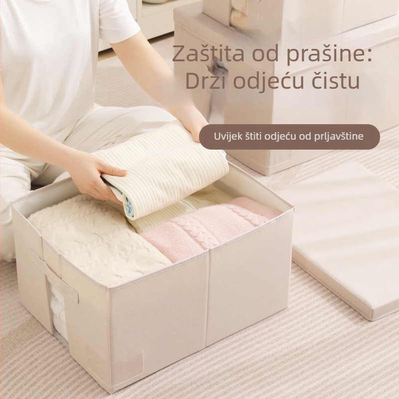 Sklopiva platnena kutija za garderobu sa poklopcem, kapacitetu 60-70 L, prijenosna, za donje rublje i odjeću