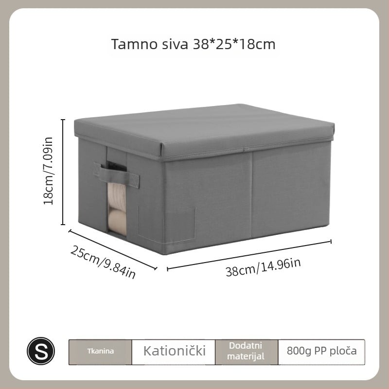 Sklopiva platnena kutija za garderobu sa poklopcem, kapacitetu 60-70 L, prijenosna, za donje rublje i odjeću