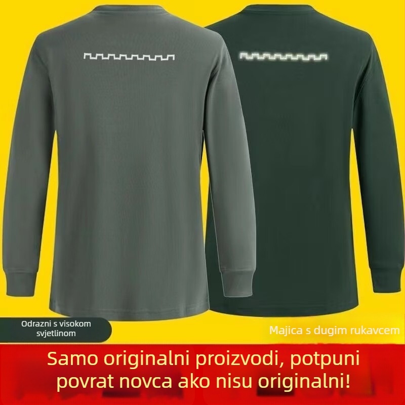 Unisex sportski T-shirt s dugim rukavima i okruglim izrezom, otporan na habanje od poliestera, za planinarenje i kampiranje