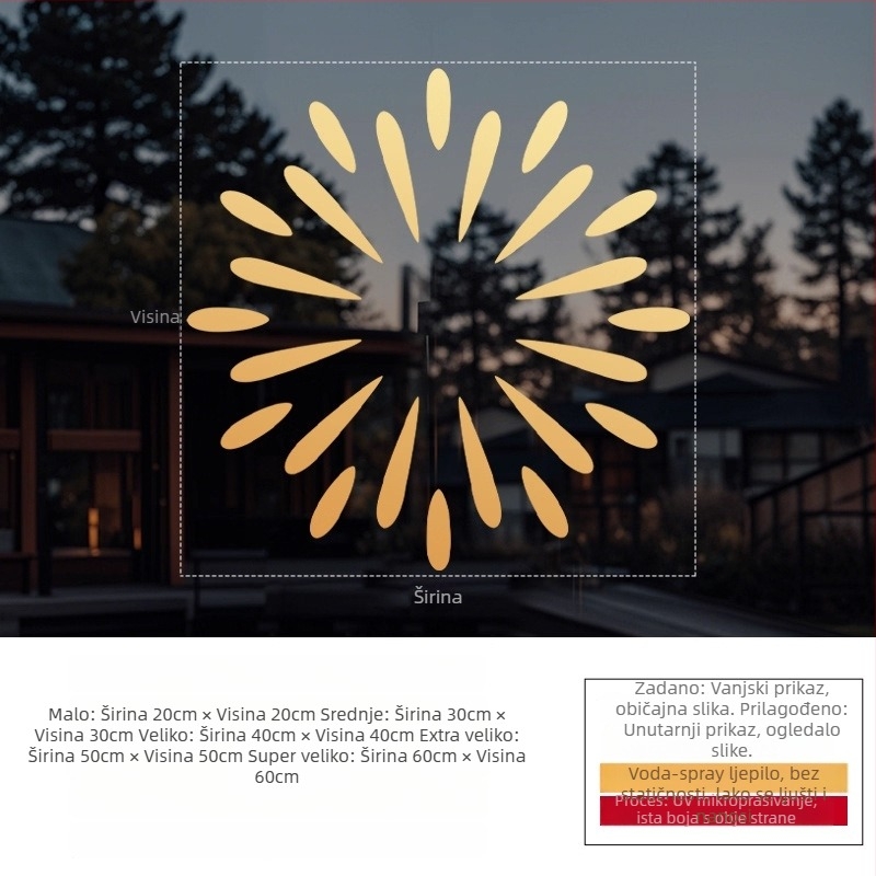 Elektrostatični naljepnica za prozor — svečani ukras vatrometa, PVC materijal, elektrostaticko ljepilo, svečani uzorak, moderni minimalistički stil, pogodno za dnevni boravak, spavaću sobu i poslovne prostore