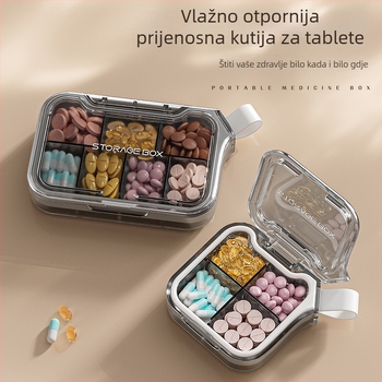 Kutija za tablete H001 – prenosna sedmodnevna zatvorena organizator lijekova sa sedam pretinaca, materijal PC+silika gel