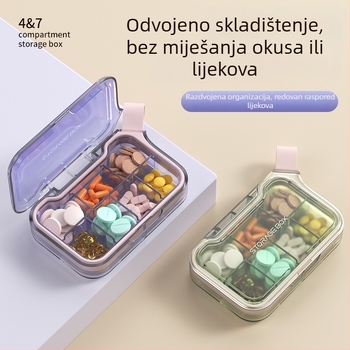 Kutija za tablete H001 – prenosna sedmodnevna zatvorena organizator lijekova sa sedam pretinaca, materijal PC+silika gel