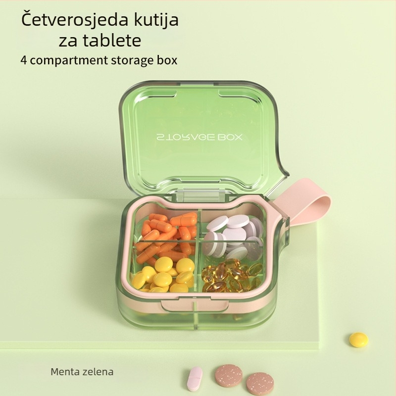 Kutija za tablete H001 – prenosna sedmodnevna zatvorena organizator lijekova sa sedam pretinaca, materijal PC+silika gel