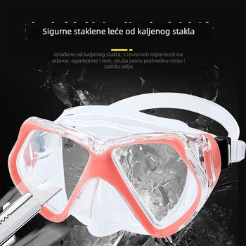 Maska za ronjenje za odrasle s polikarbonatnim okvirom i lećama od kaljenog stakla, zaštita nosa, težina 230 g